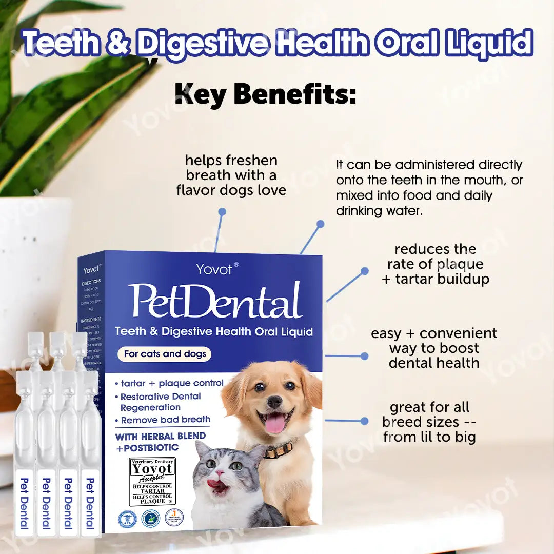 [Official USA Store] 𝐘𝐨𝐯𝐨𝐭® 𝐏𝐞𝐭 𝐃𝐞𝐧𝐭𝐚𝐥 & 𝐃𝐢𝐠𝐞𝐬𝐭𝐢𝐯𝐞 𝐇𝐞𝐚𝐥𝐭𝐡 𝐎𝐫𝐚𝐥 𝐒𝐨𝐥𝐮𝐭𝐢𝐨𝐧 – Freshen Breath, Remove Tartar & Promote gum regeneration, stabilize teeth (for Cats & Dogs)  – Save 70% Today!