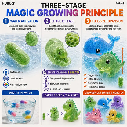 🦄Save 50% by Ordering Today丨HUBUQ® Grow-in-Water Animal Capsules – Watch Them Expand Into Soft Animal Shapes 💧🦖