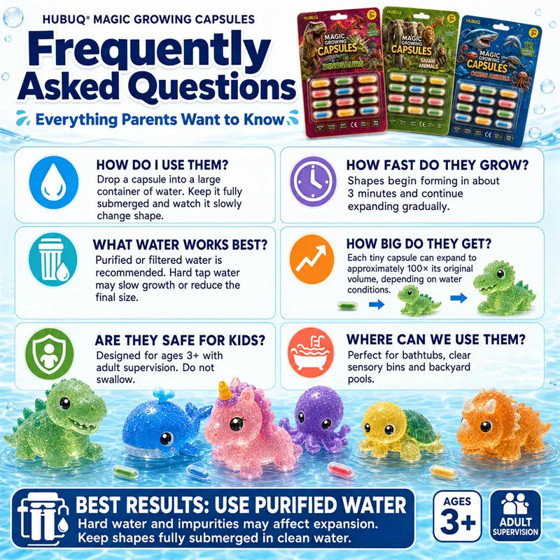 🦄Save 50% by Ordering Today丨HUBUQ® Grow-in-Water Animal Capsules – Watch Them Expand Into Soft Animal Shapes 💧🦖
