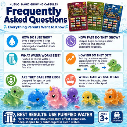 🦄Save 50% by Ordering Today丨HUBUQ® Grow-in-Water Animal Capsules – Watch Them Expand Into Soft Animal Shapes 💧🦖