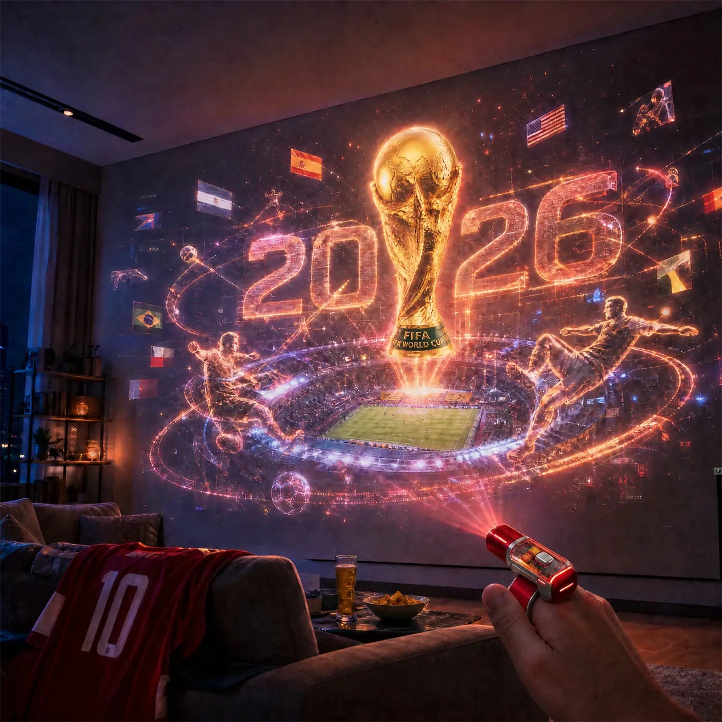 Comauo® Finger Projector – 5D Naked-Eye Holographic Projection (World Cup Limited Edition)