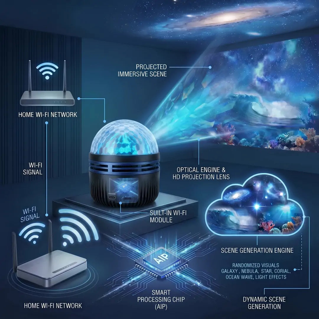 🇺🇸Official U.S. Store | Topacme® 360° Night Light Projector - Smart Holographic Star Projector